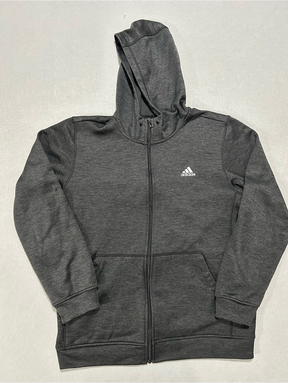 Adidas Climawarm Charcoal Gray Full-Zip Hoodie Sweatshirt Mens Size L